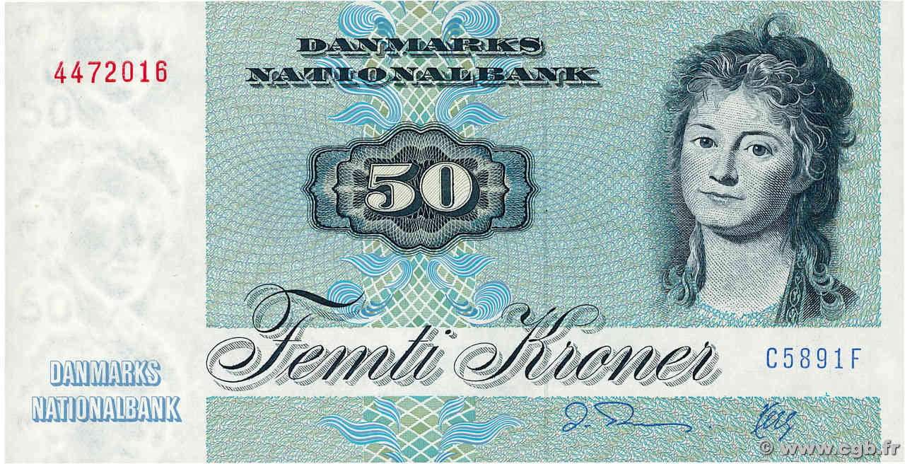 50 Kroner DINAMARCA  1989 P.050h FDC