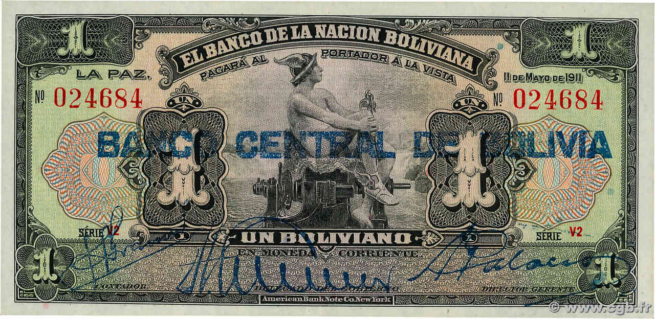 1 Boliviano BOLIVIA  1929 P.112 XF