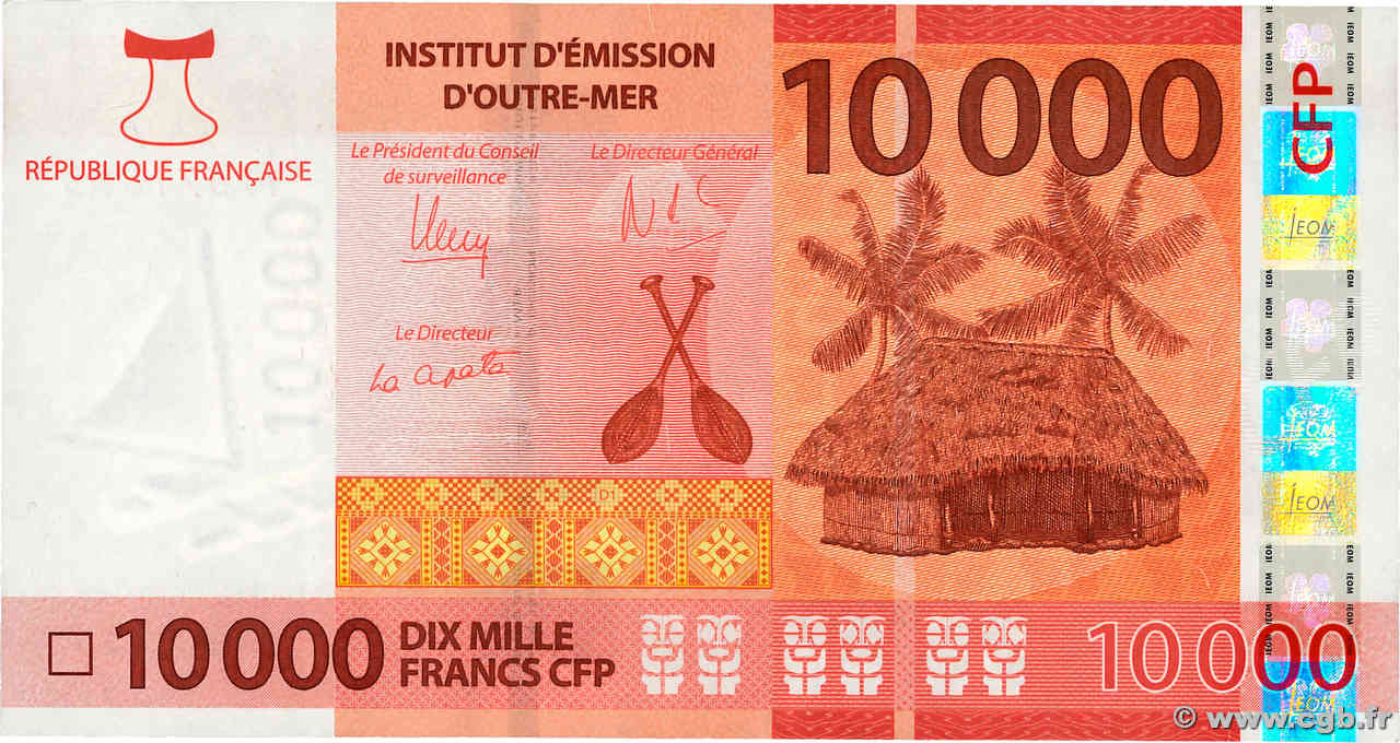 10000 Francs FRENCH PACIFIC TERRITORIES  2014 P.08 MBC+