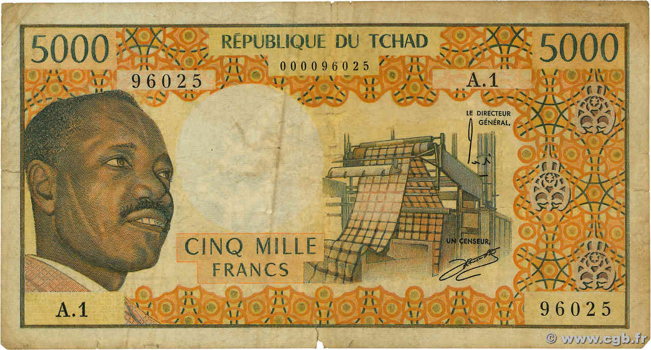 5000 Francs CHAD  1973 P.04 RC+