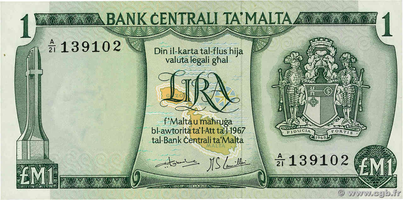 1 Lira MALTE  1973 P.31c q.FDC