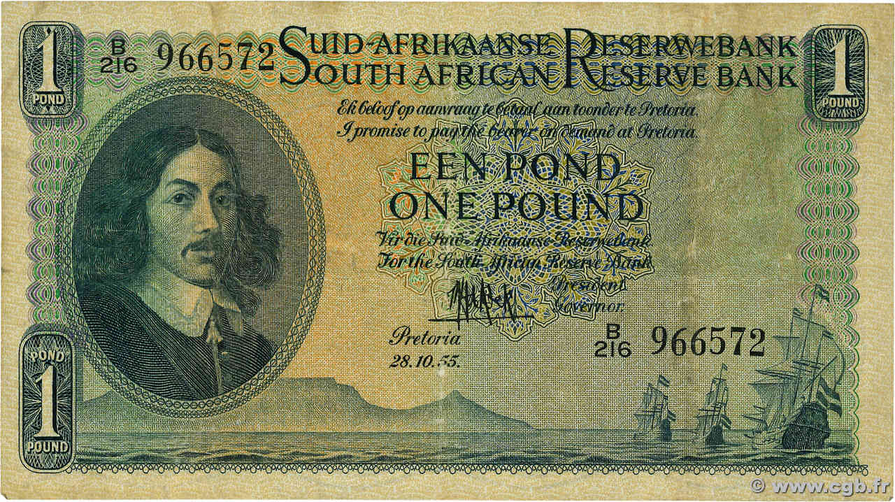 1 Pound AFRIQUE DU SUD  1955 P.093e pr.TTB