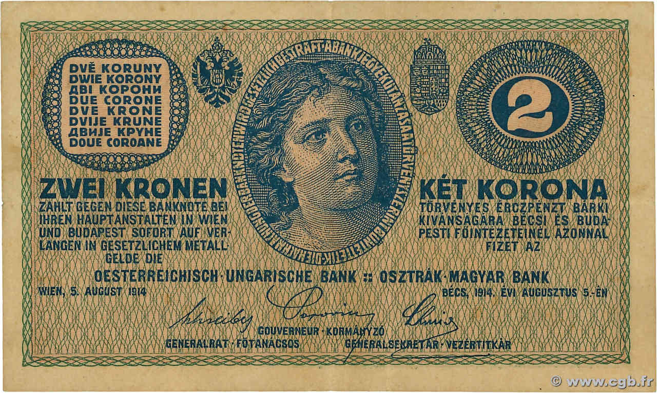 2 Kronen AUTRICHE  1914 P.017b TTB+