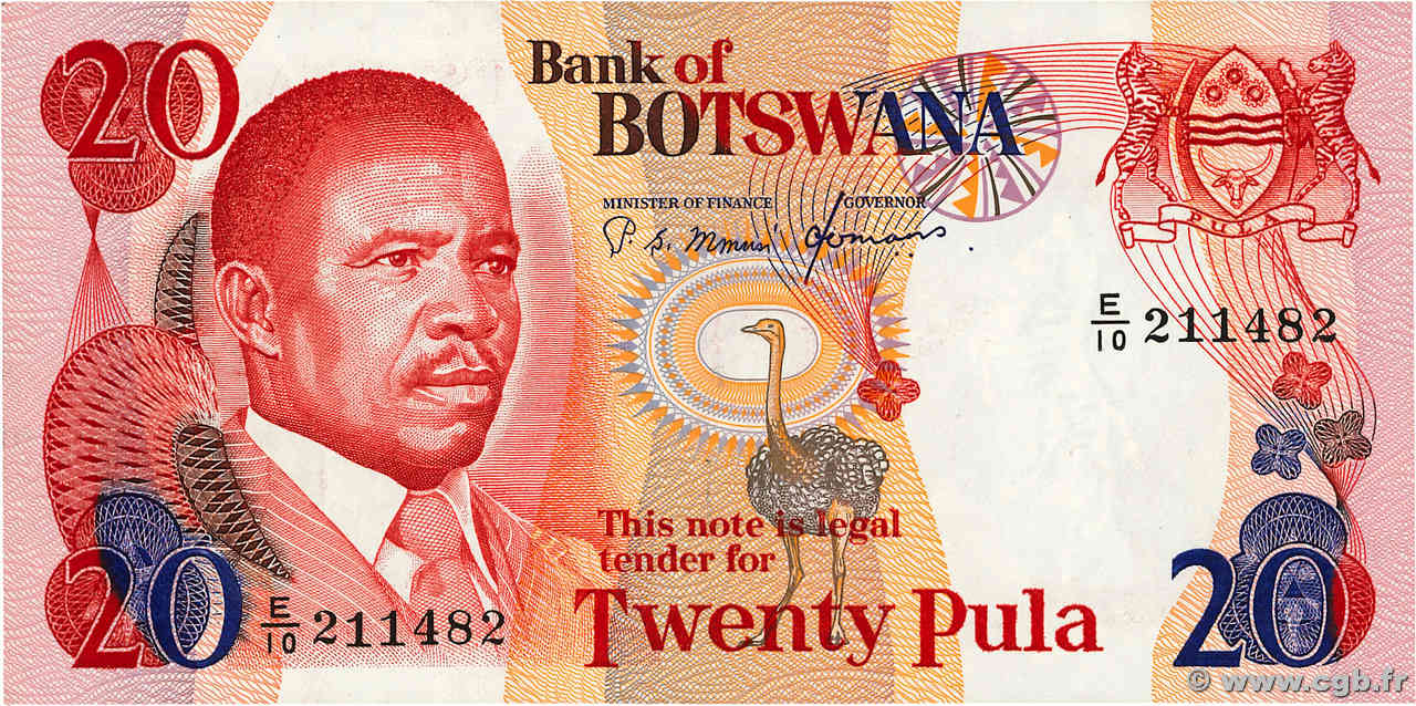 20 Pula BOTSWANA (REPUBLIC OF)  1982 P.10c XF