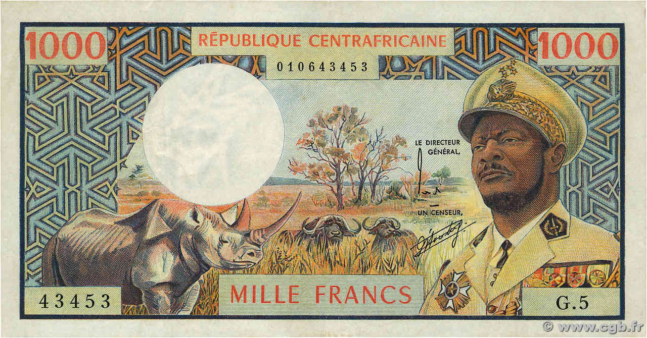 1000 Francs REPúBLICA CENTROAFRICANA  1974 P.02 MBC+
