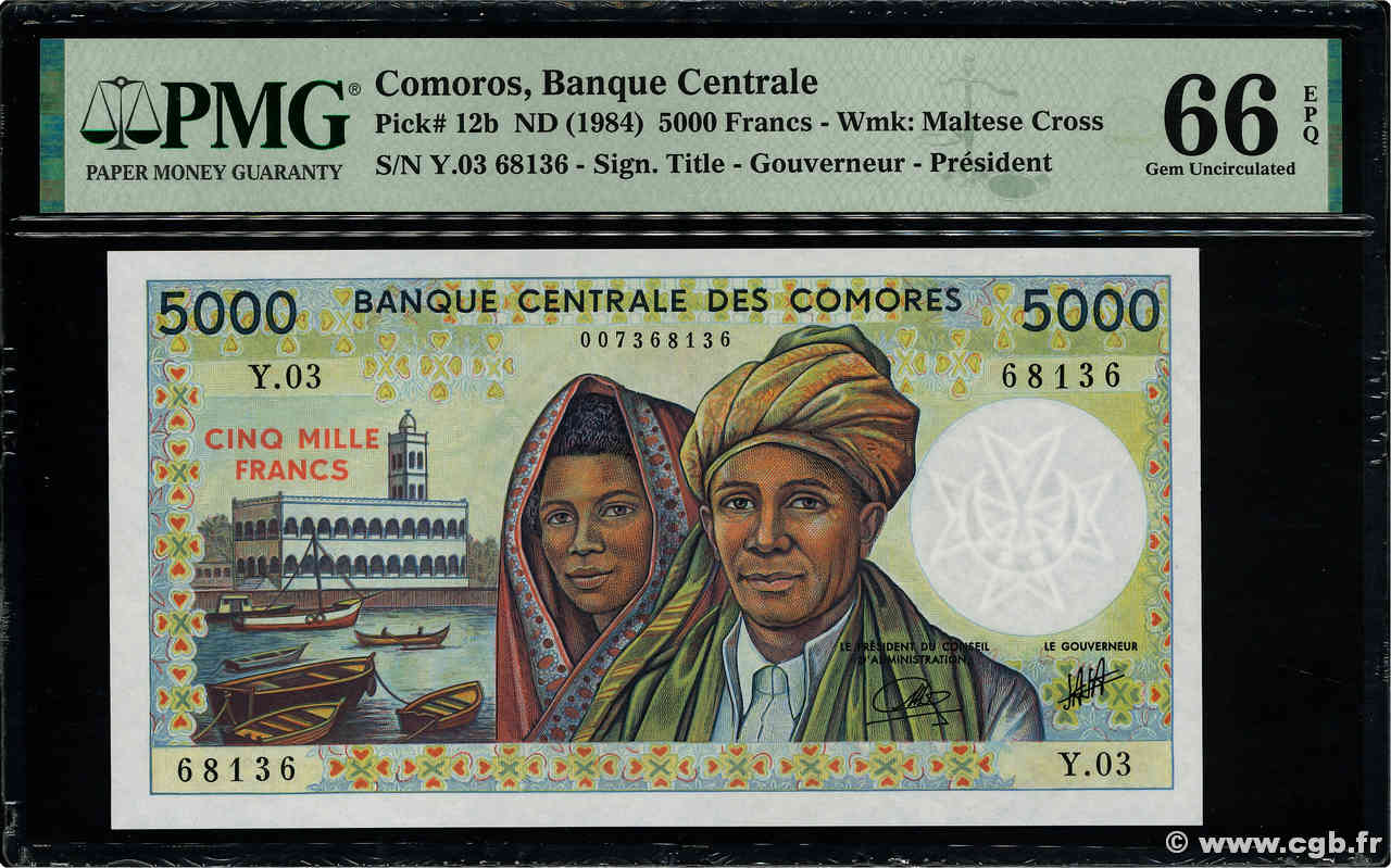 5000 Francs KOMOREN  1984 P.12b ST