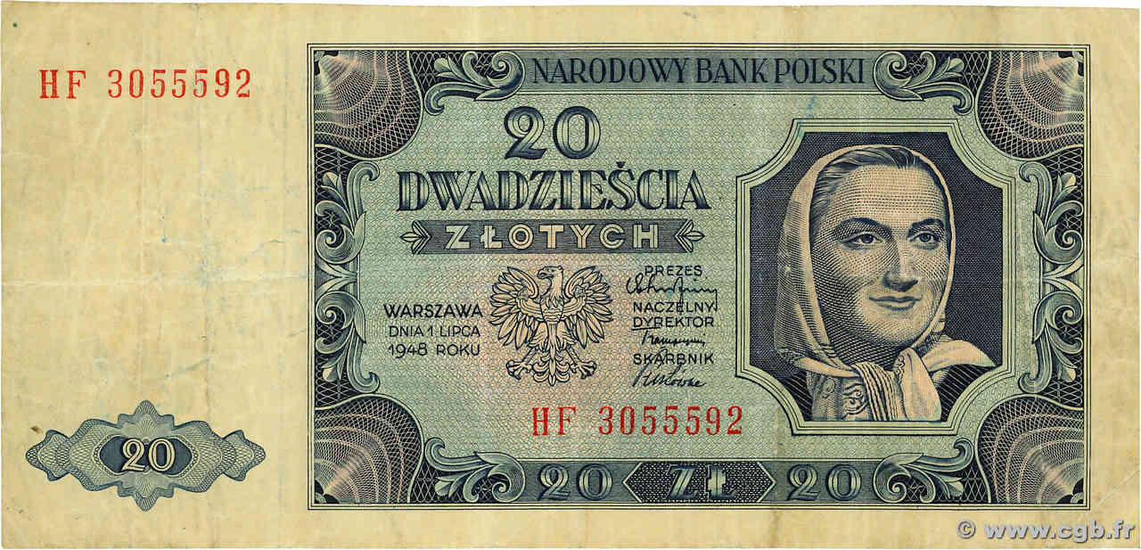 20 Zlotych POLOGNE  1948 P.137 TB
