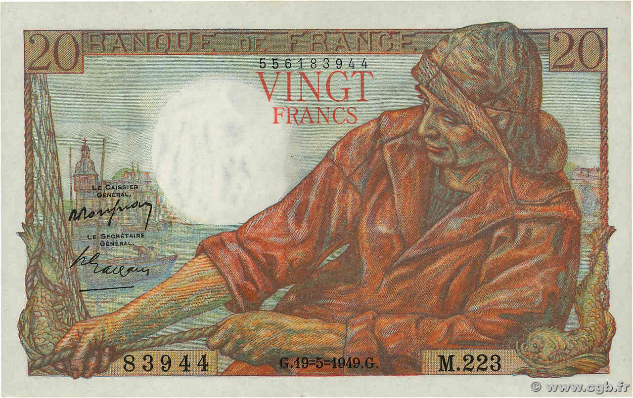 20 Francs PÊCHEUR FRANCE  1949 F.13.15 pr.NEUF