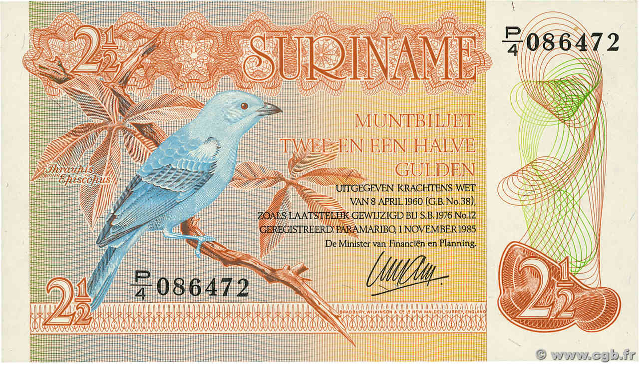 2,5 Gulden SURINAME  1985 P.119 FDC