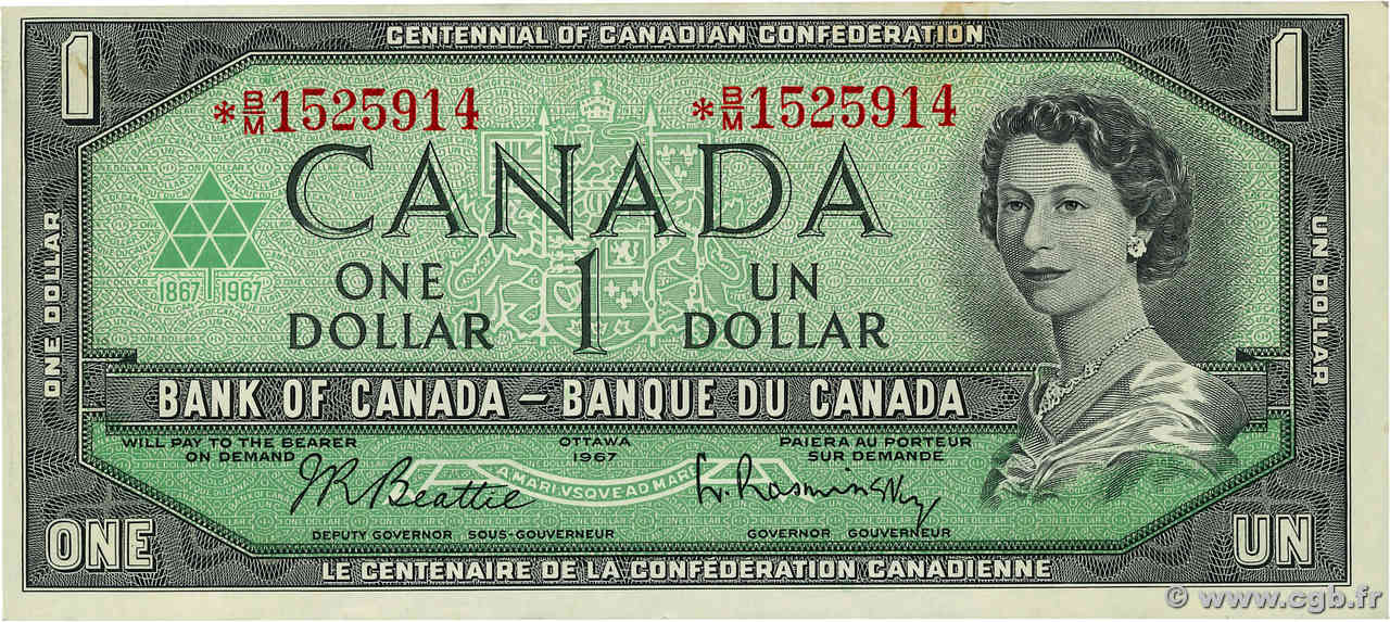 1 Dollar remplacement CANADA  1967 P.084br q.FDC