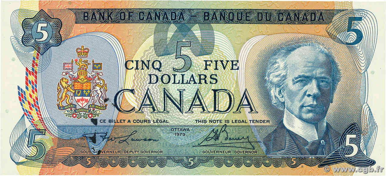 5 Dollars CANADA  1979 P.092a SPL+