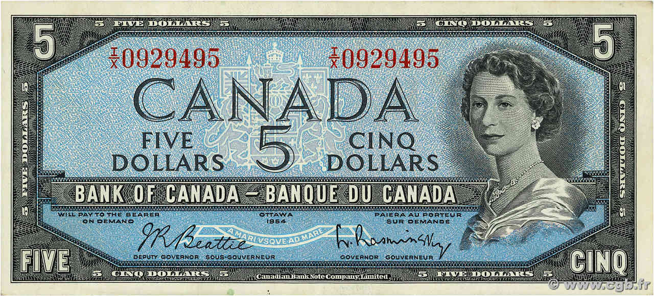 5 Dollars CANADá
  1954 P.077b MBC