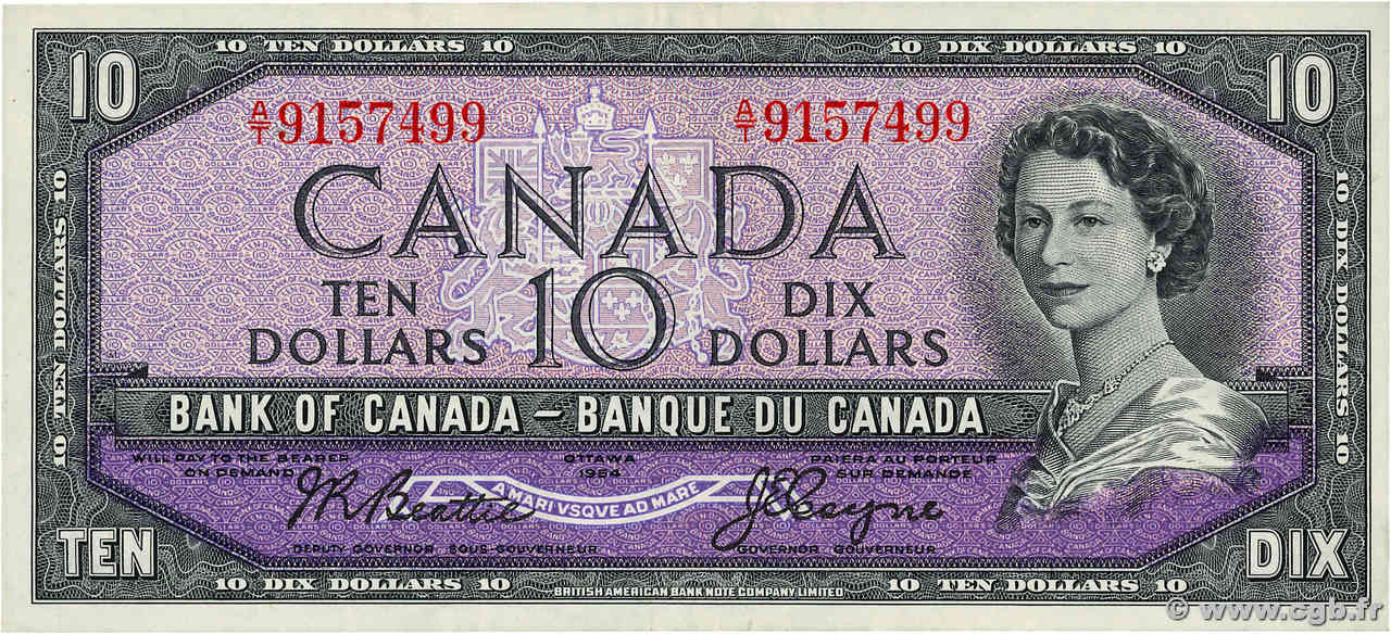 10 Dollars CANADá
  1954 P.079a MBC