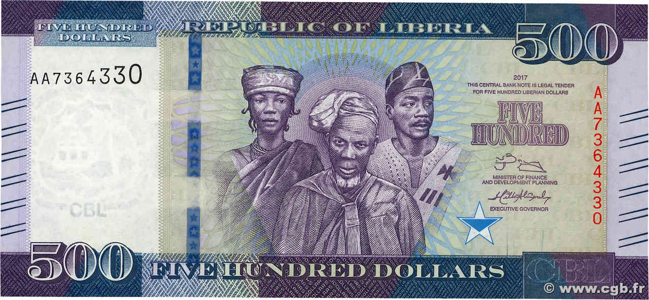 500 Dollars LIBERIA  2017 P.36b FDC