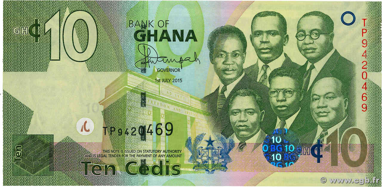 10 Cedis GHANA  2015 P.39f UNC