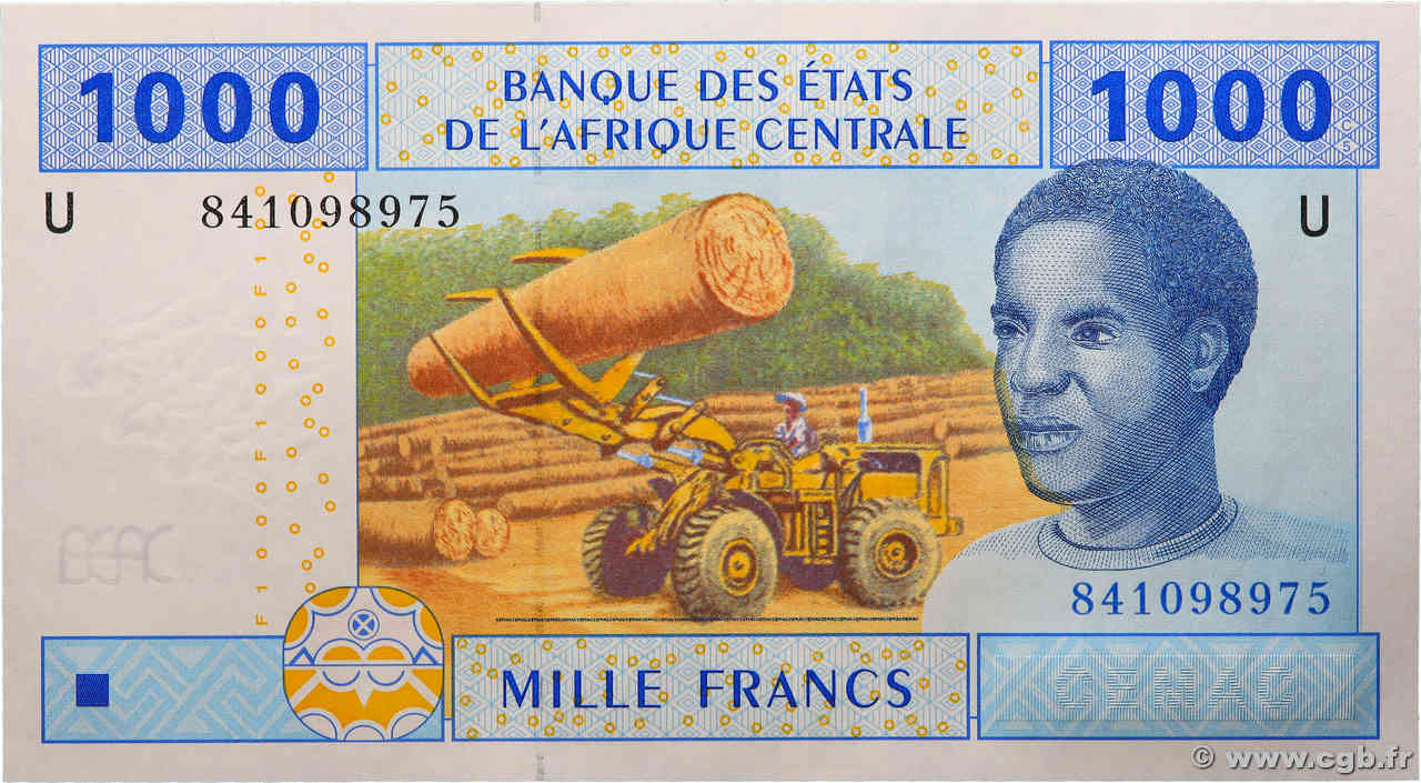 1000 Francs STATI DI L  AFRICA CENTRALE  2002 P.207Ue FDC