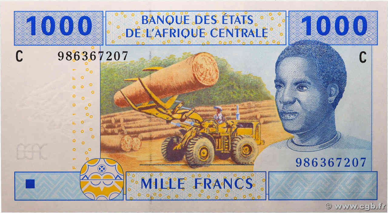 1000 Francs STATI DI L  AFRICA CENTRALE  2002 P.607Ce FDC