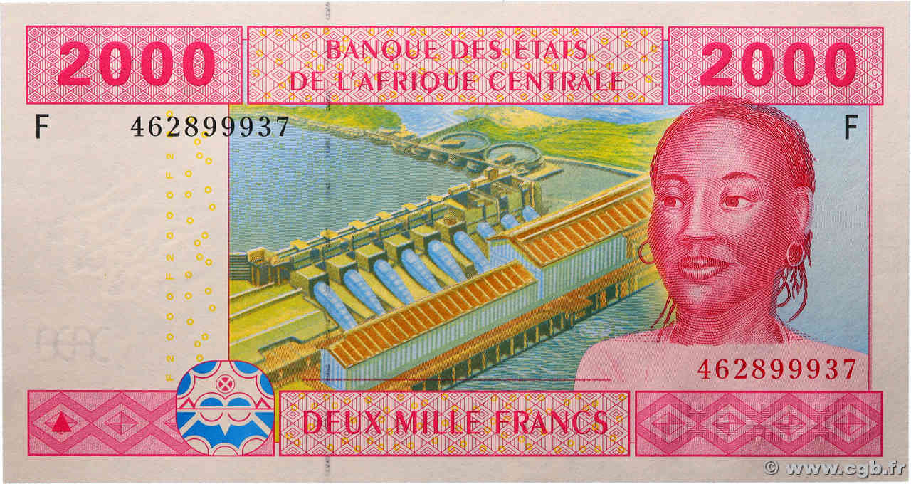 2000 Francs STATI DI L  AFRICA CENTRALE  2002 P.508Fc FDC