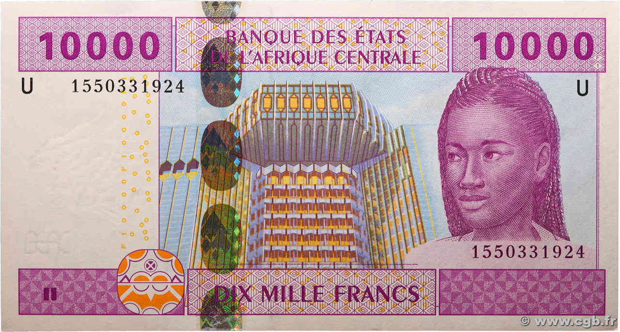 10000 Francs ZENTRALAFRIKANISCHE LÄNDER  2002 P.210Ue ST