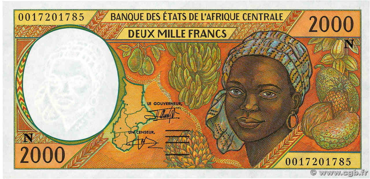 2000 Francs CENTRAL AFRICAN STATES  2000 P.503Ng UNC