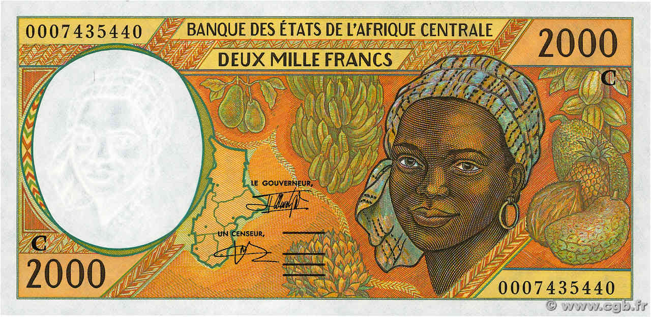 2000 Francs STATI DI L  AFRICA CENTRALE  2000 P.103Cg FDC