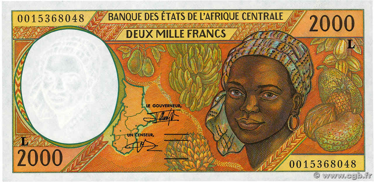 2000 Francs STATI DI L  AFRICA CENTRALE  2000 P.403Lg FDC