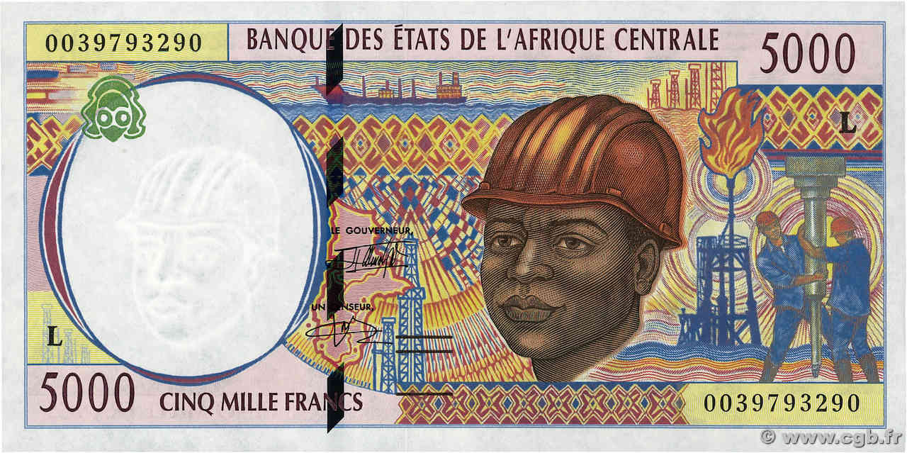 5000 Francs ESTADOS DE ÁFRICA CENTRAL
  2000 P.404Lf FDC