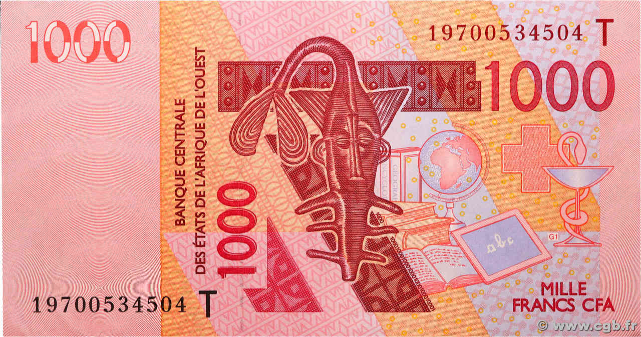 1000 Francs WEST AFRICAN STATES  2019 P.815T UNC