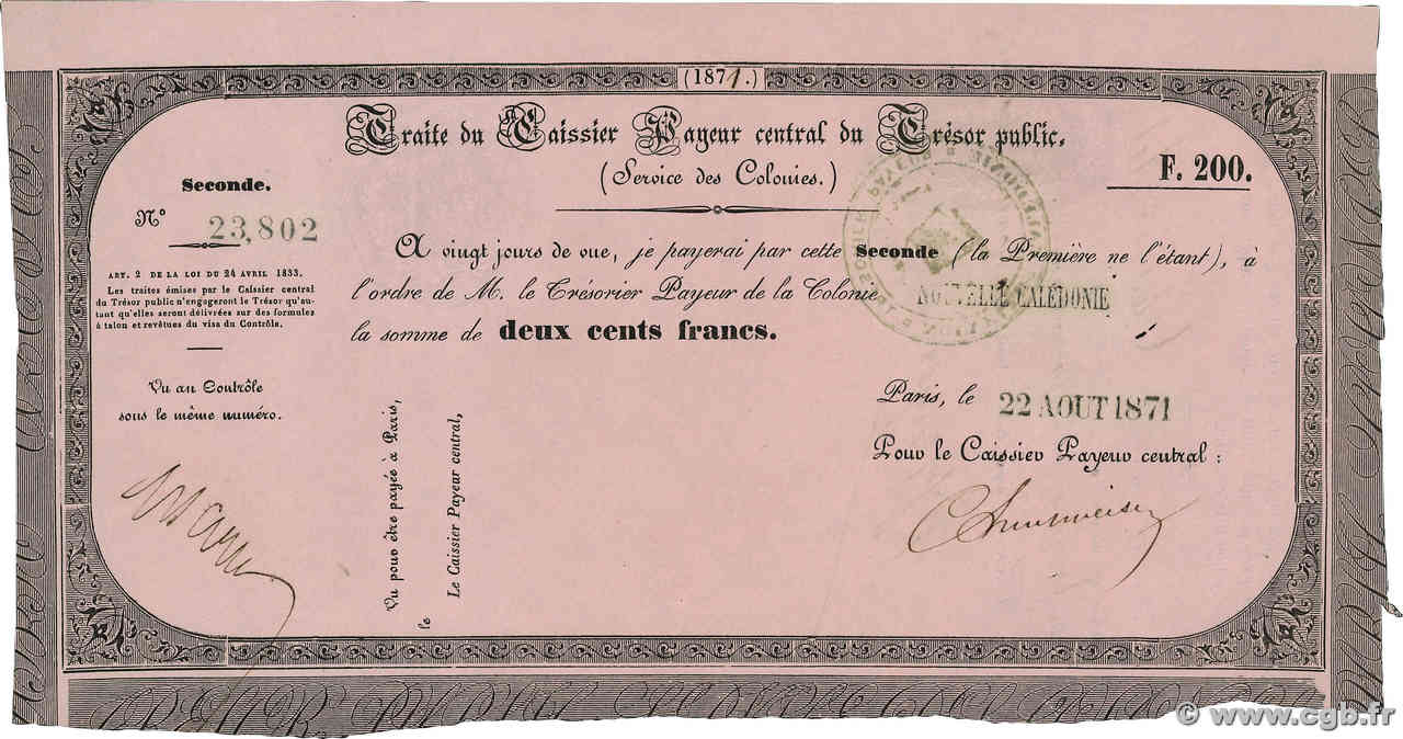 200 Francs NEW CALEDONIA  1871 NC.71.200 AU