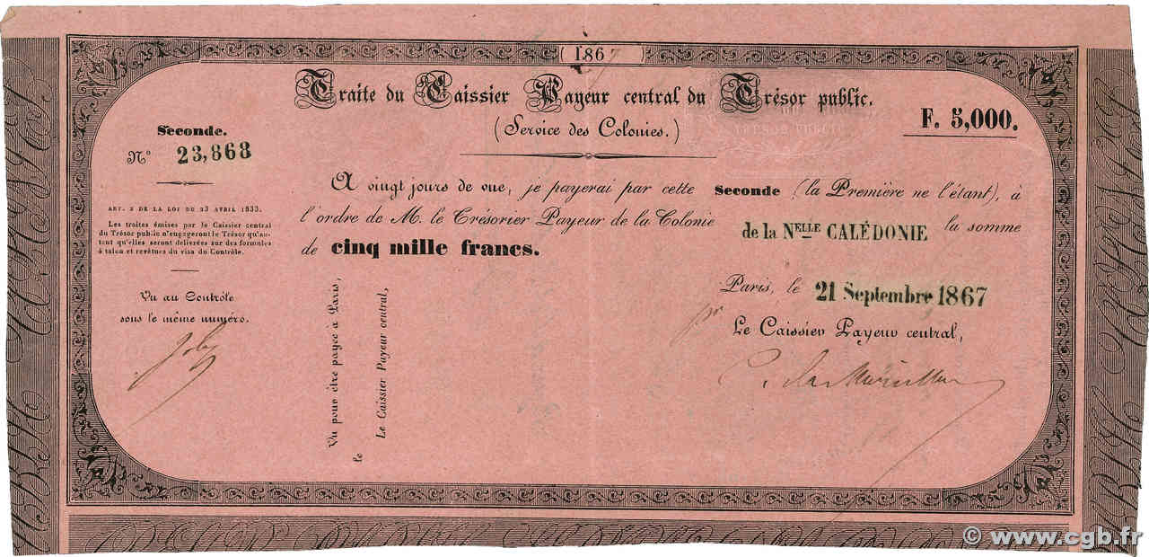 5000 Francs NOUVELLE CALÉDONIE  1867 NC.67.5000 EBC