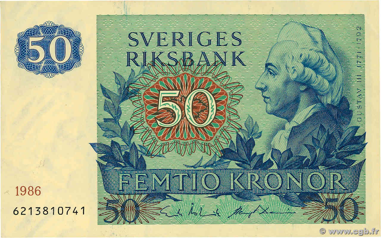 50 Kronor SUÈDE  1986 P.53d MBC