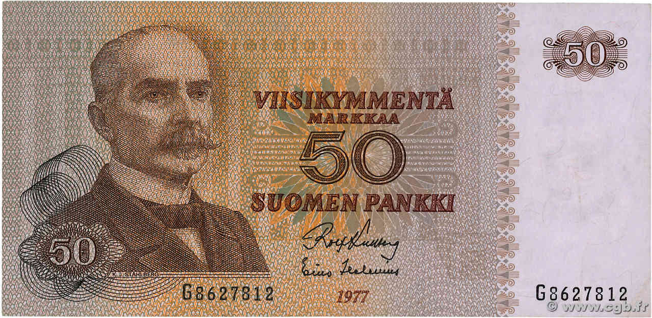 50 Markkaa FINLAND  1977 P.108a VF