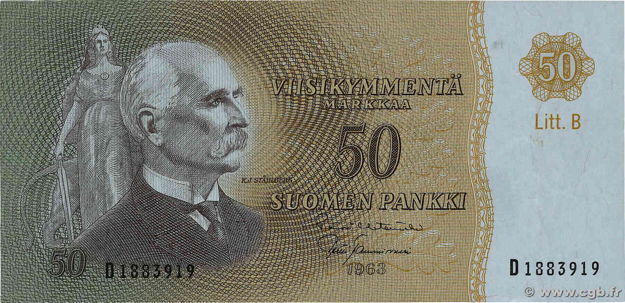50 Markkaa FINLANDE  1963 P.107a TTB