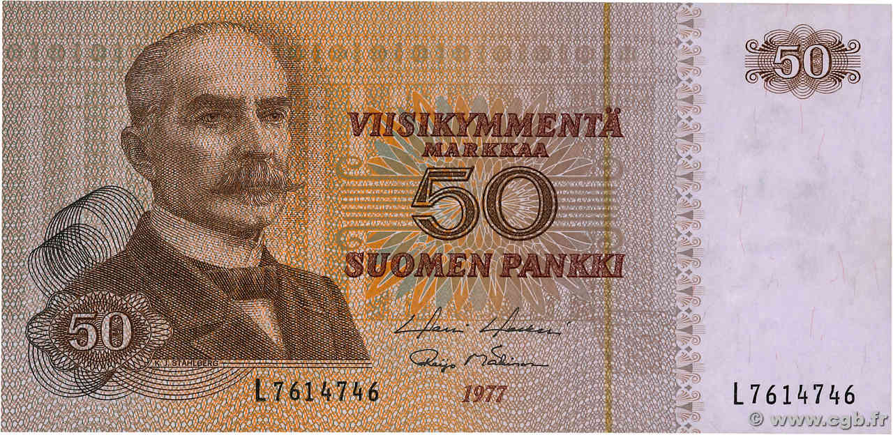 50 Markkaa FINLAND  1977 P.108a VF