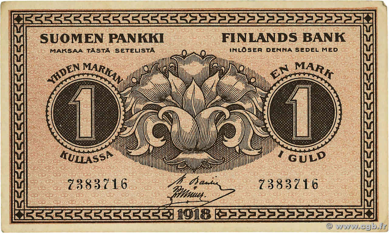 1 Markka FINLAND  1918 P.035 VF