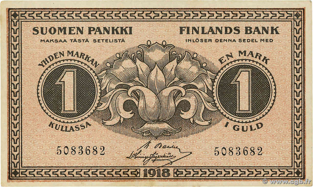 1 Markka FINLANDIA  1918 P.035 MBC