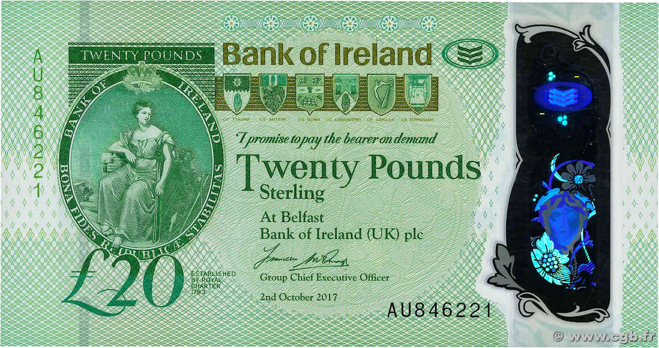 20 Pounds IRLANDE DU NORD  2017 P.092 NEUF