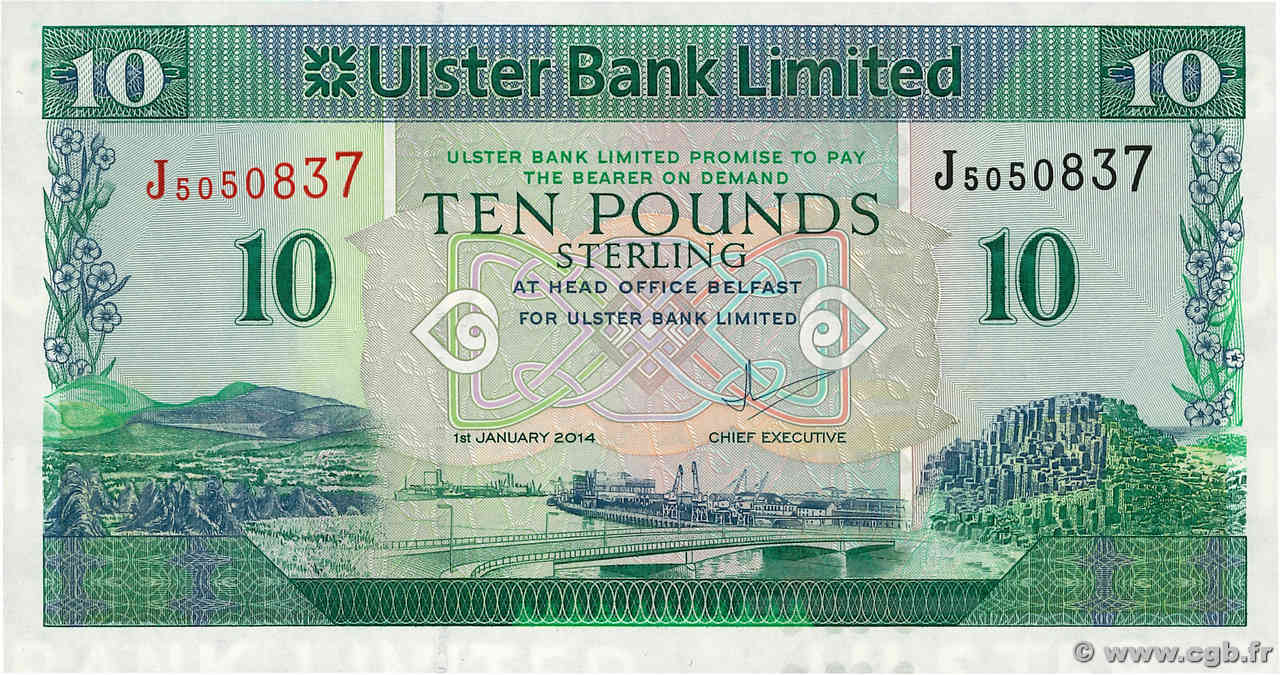 10 Pounds NORTHERN IRELAND  2014 P.341b UNC