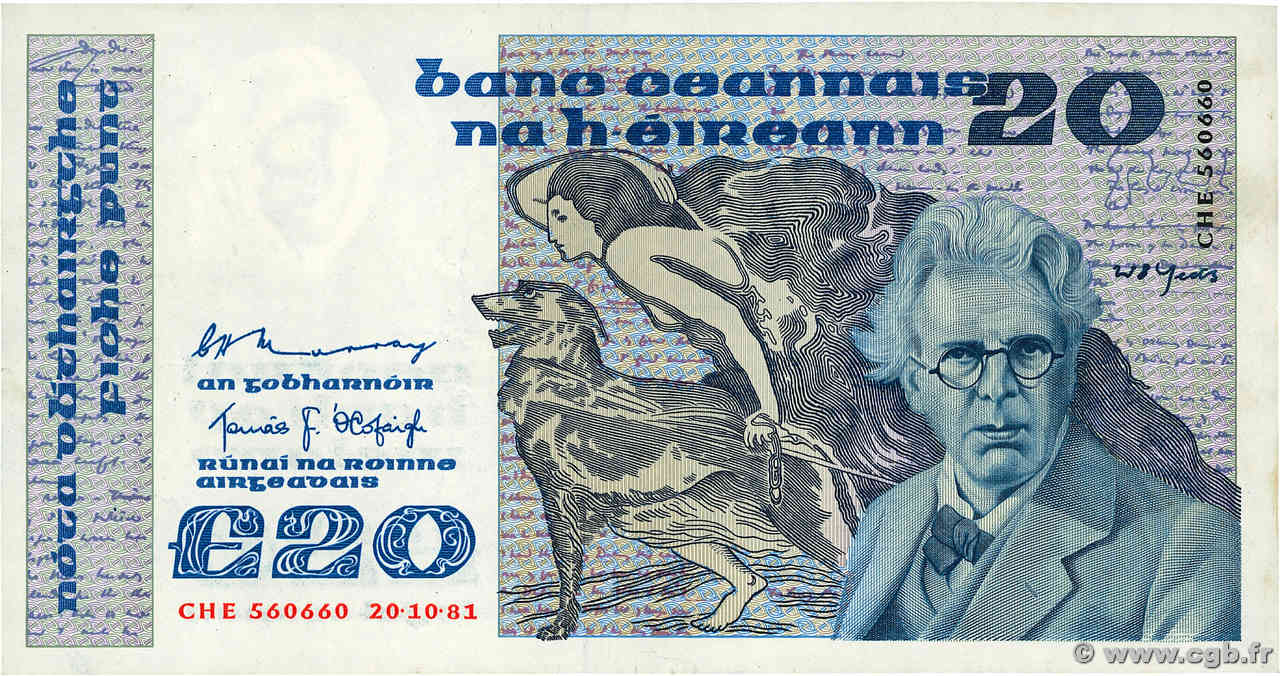 20 Pounds IRELAND REPUBLIC  1981 P.073a XF-