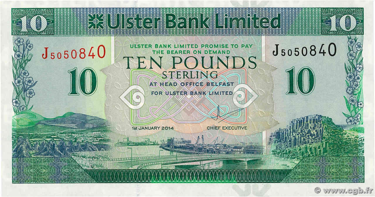 10 Pounds NORTHERN IRELAND  2014 P.341b ST