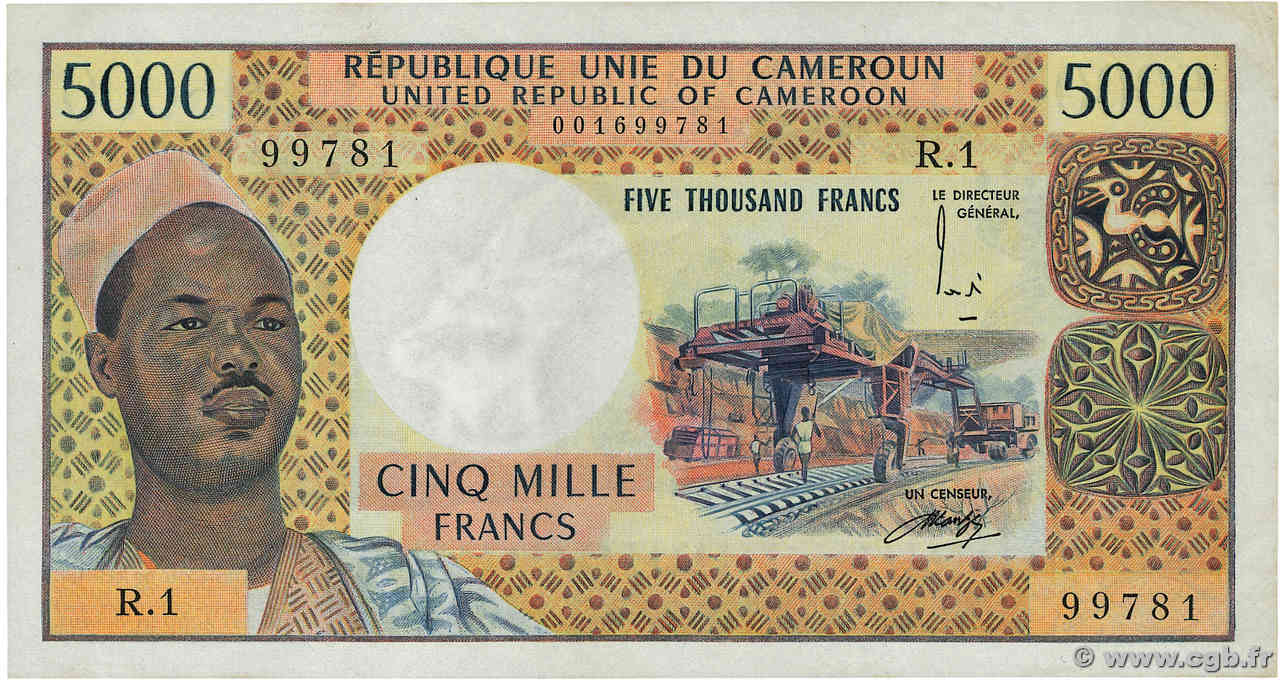 5000 Francs CAMEROUN  1974 P.17b SUP