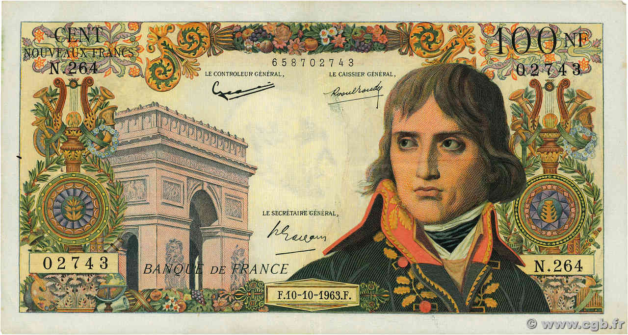 100 Nouveaux Francs BONAPARTE FRANKREICH  1963 F.59.23 SS