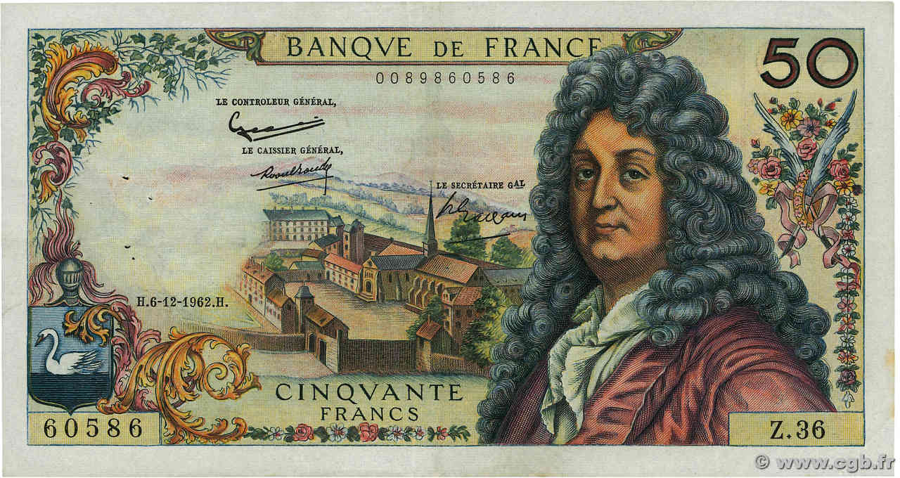 50 Francs RACINE FRANCE  1962 F.64.03 VF