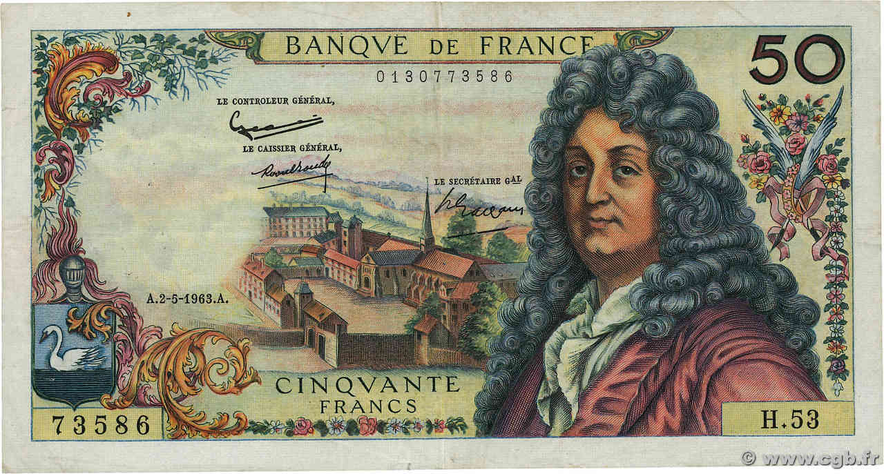 50 Francs RACINE FRANCIA  1963 F.64.05 q.BB