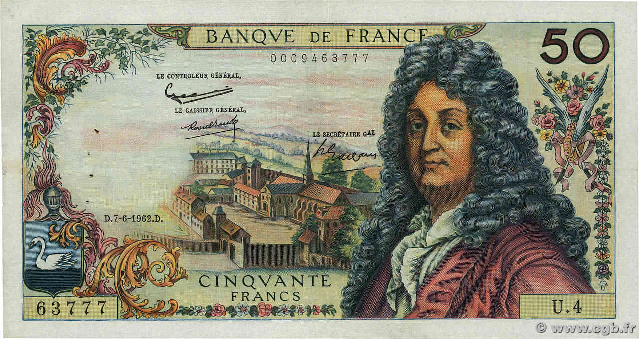 50 Francs RACINE FRANCE  1962 F.64.01 VF