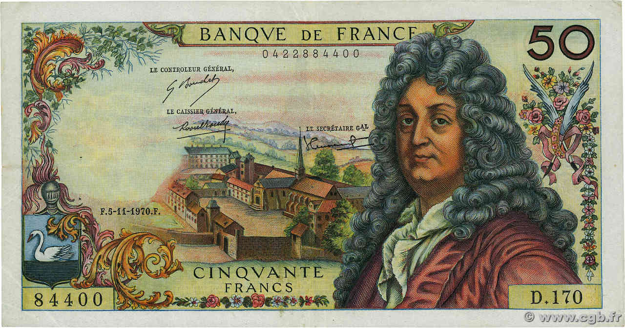 50 Francs RACINE FRANCE  1970 F.64.17 VF