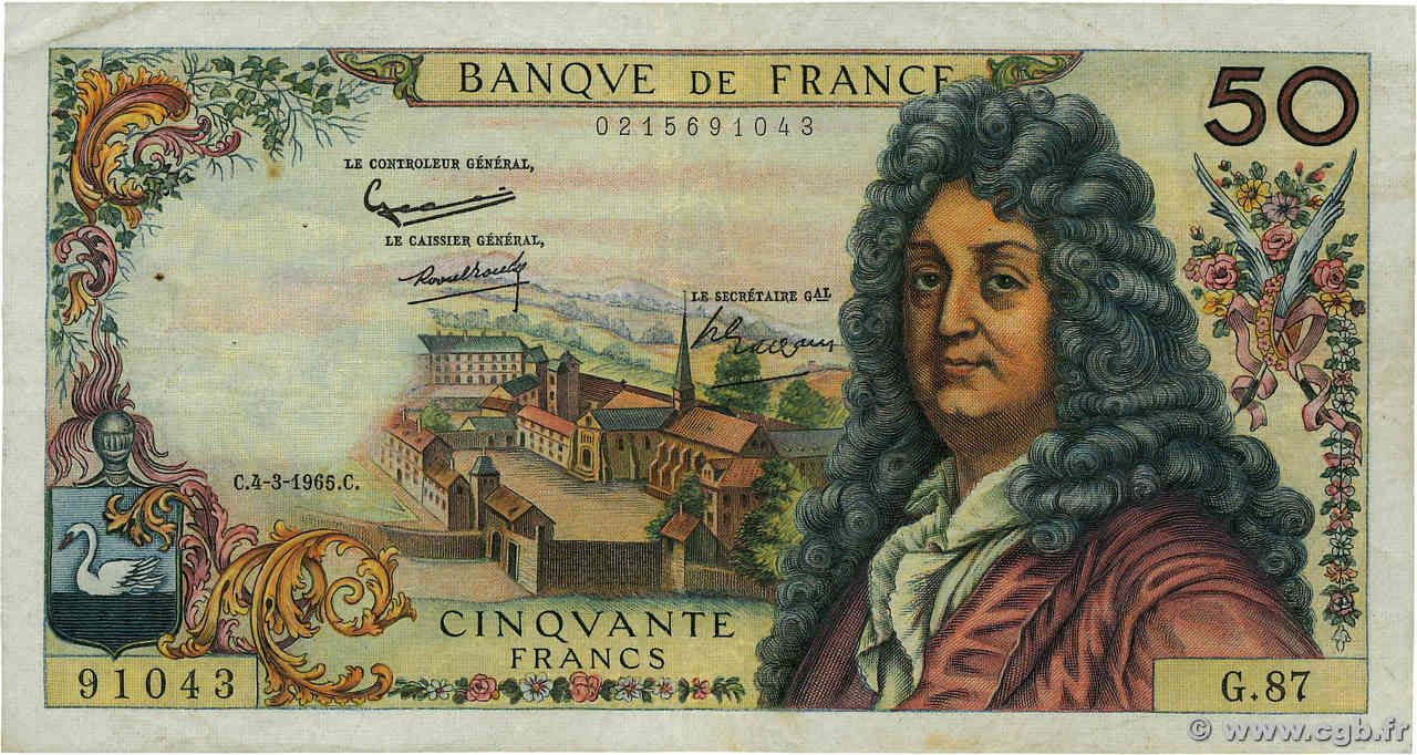 50 Francs RACINE FRANKREICH  1965 F.64.08 fSS