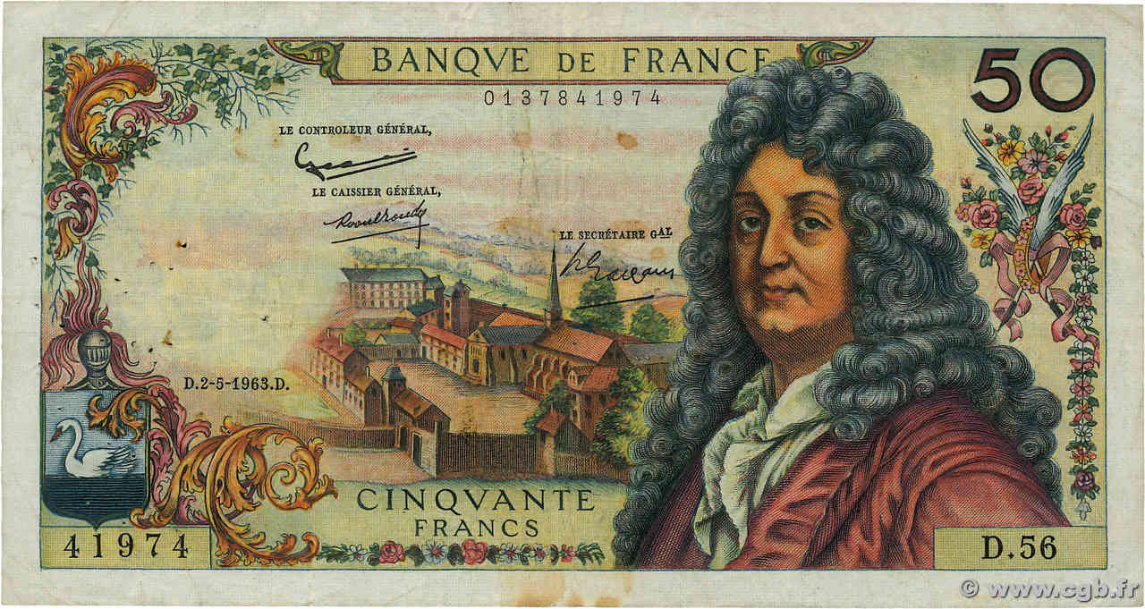 50 Francs RACINE FRANCIA  1963 F.64.05 MB