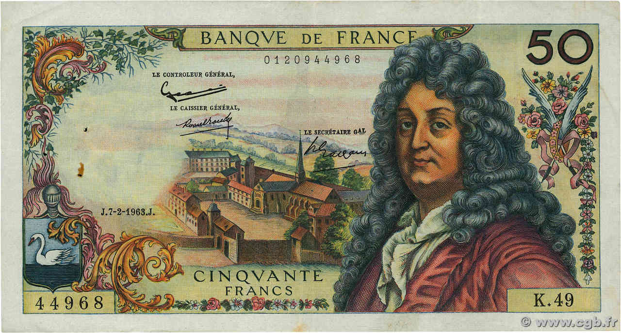 50 Francs RACINE FRANCE  1963 F.64.04 pr.TTB