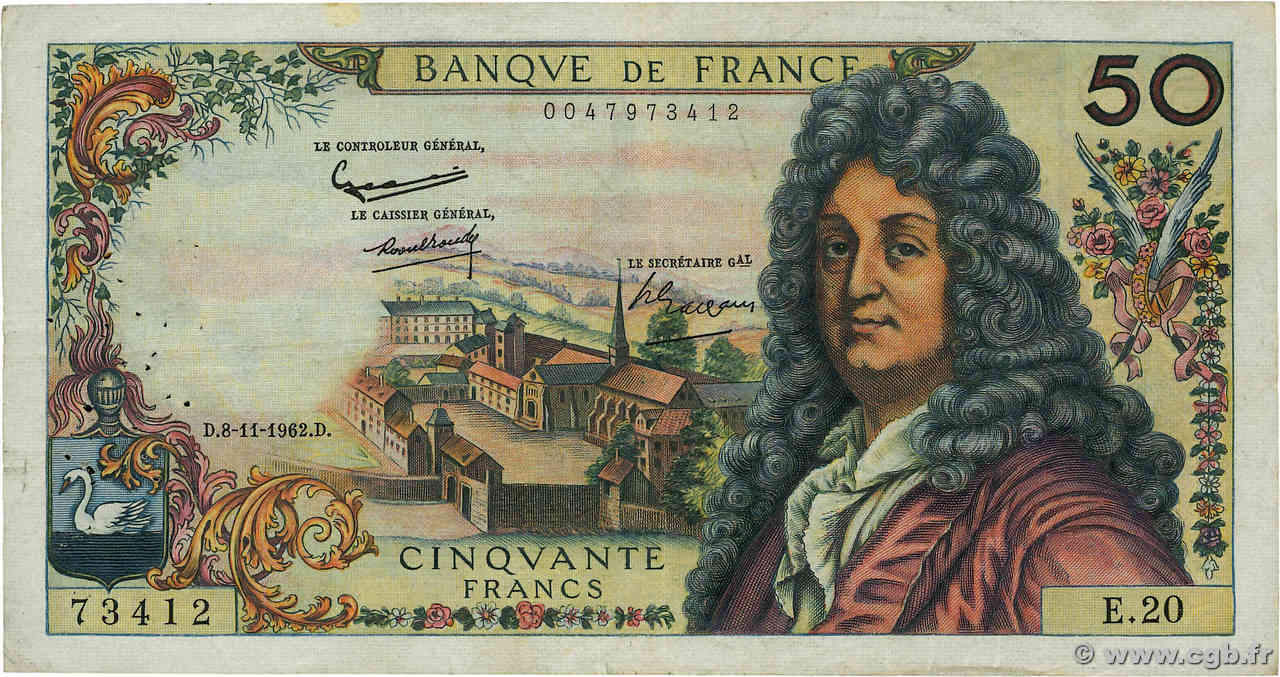 50 Francs RACINE FRANCIA  1962 F.64.02 BC